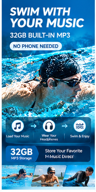 IP68 Waterproof Swimming Bone  - Bone Conduction Running Headphones recension och pris