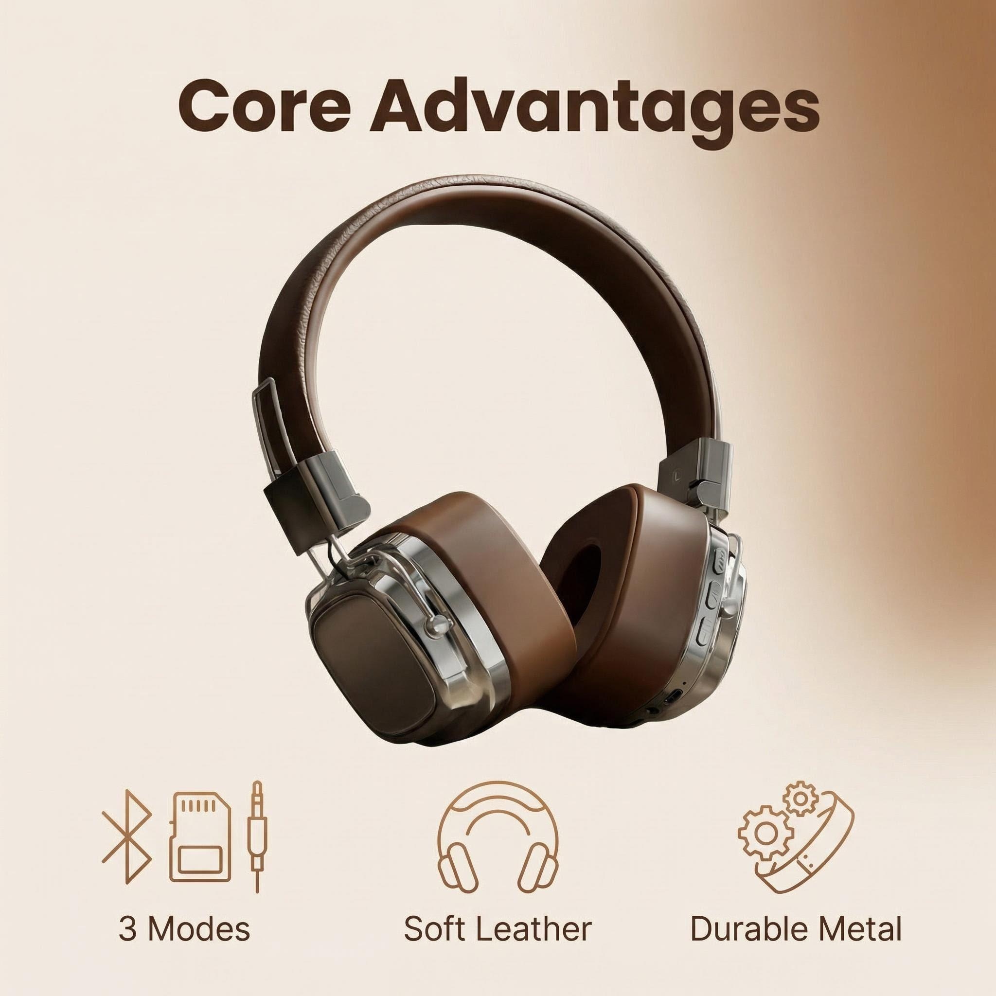 Retro Leather Over-ear Headpho - Anc Wireless Over Ear Headphones recension och pris